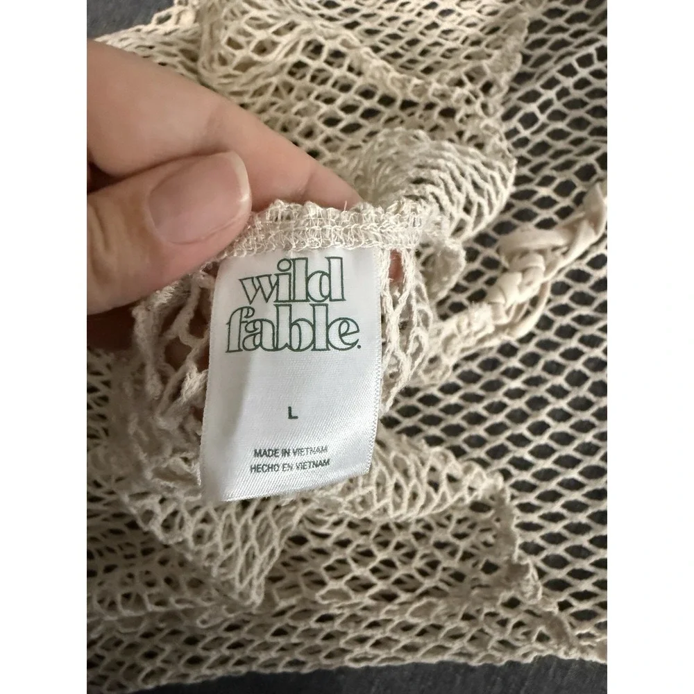 Wild Fable Crochet Net Beach Cover-Up in Beige Pool Vacation